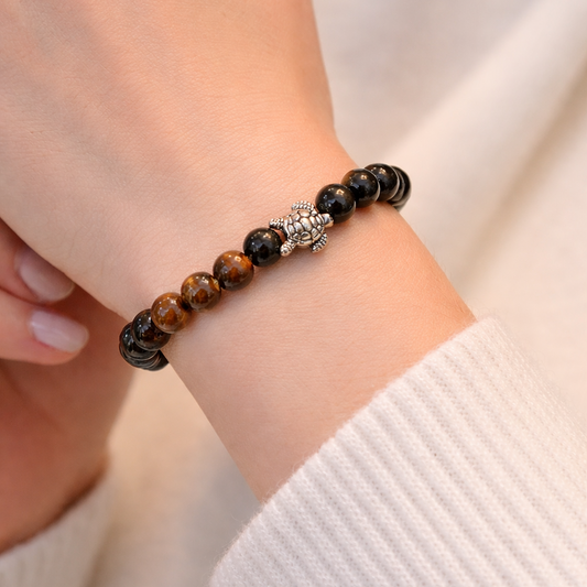 Red Tiger Eye Turtle Bracelet – Protection, love, Money, Strength & Stability