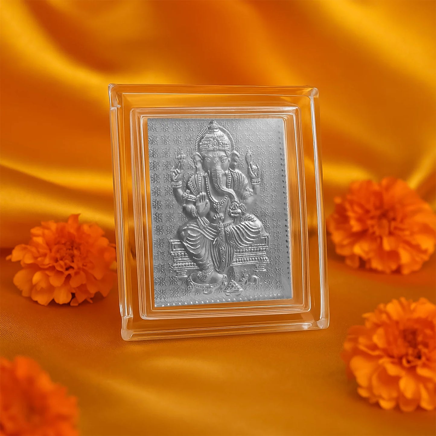 Embossed Silver-Plated Lord Ganesha