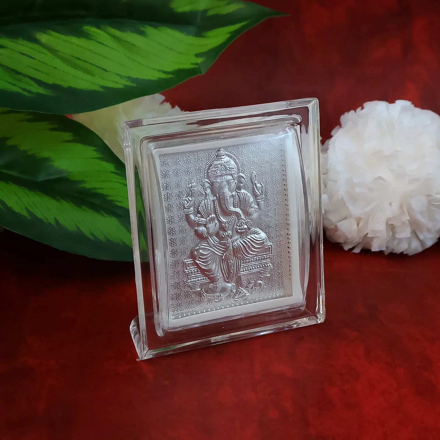 Embossed Silver-Plated Lord Ganesha
