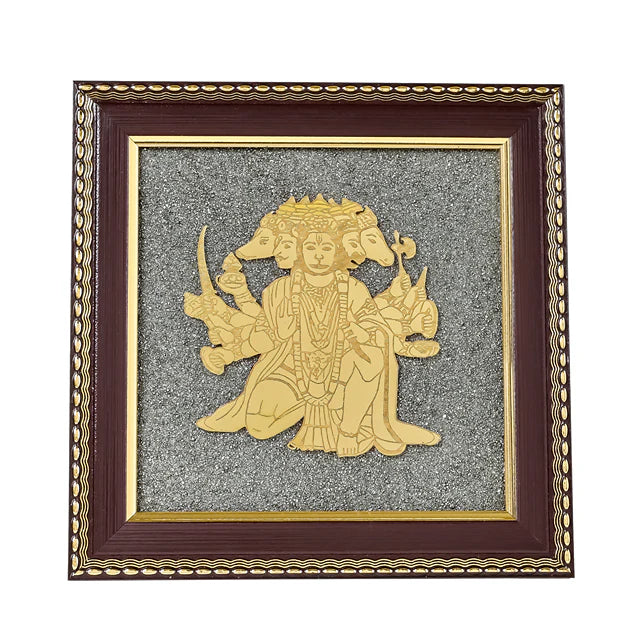 Panchamukhi Hanuman Raw Pyrite Frame for Strength & Protection